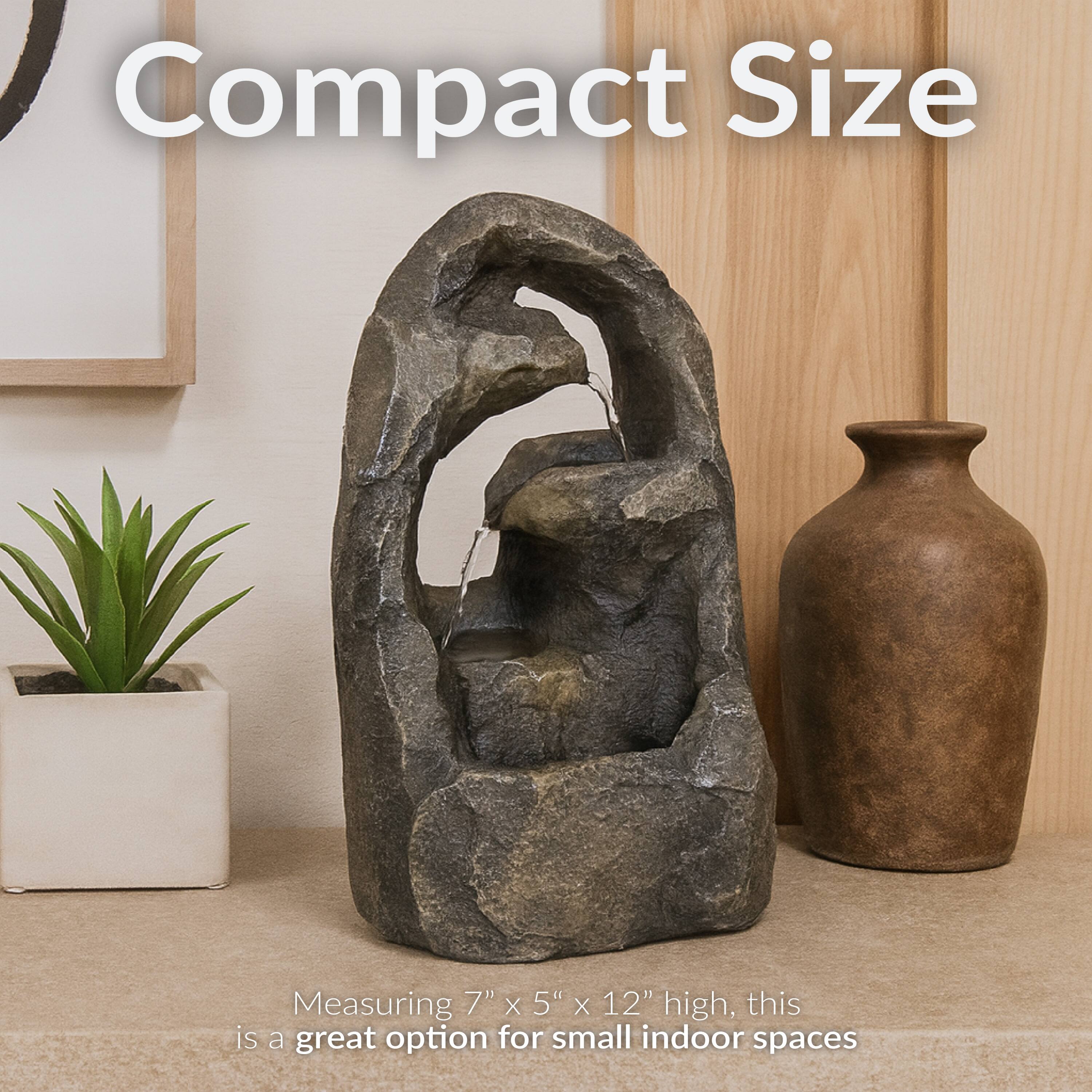 Compact Size

Measuring 7" x 5" x 12" high, this is a great option for small indoor spaces.