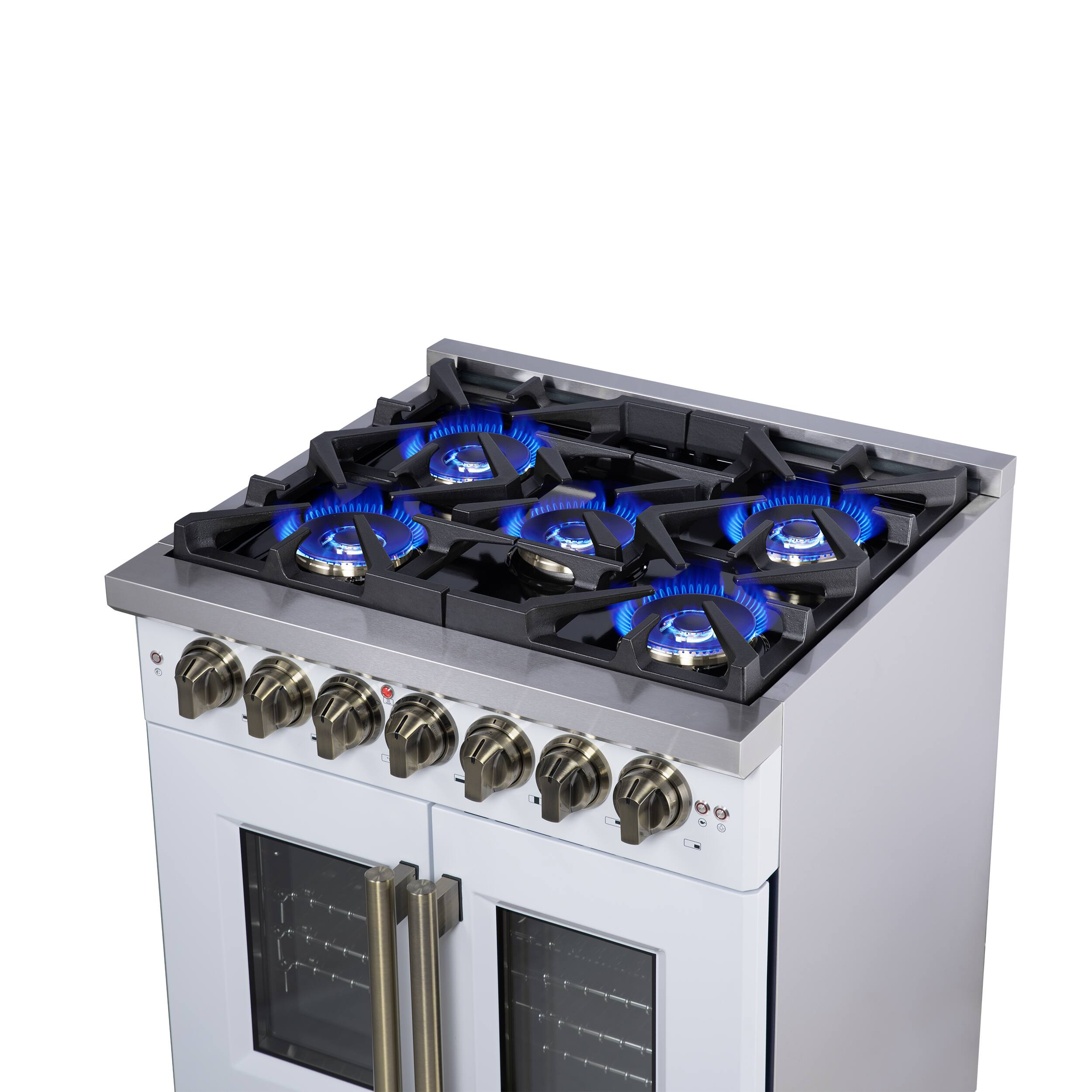 Alt View 6. Forno Appliances - Capriasca 4.32 Cu. Ft. Dual Fuel Range with French Door Design - White.