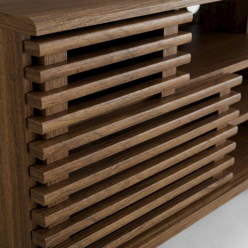 Alt View 1. FurniFact - Brown Wood TV Console with Spacious Surface and Modern Design - Brown.