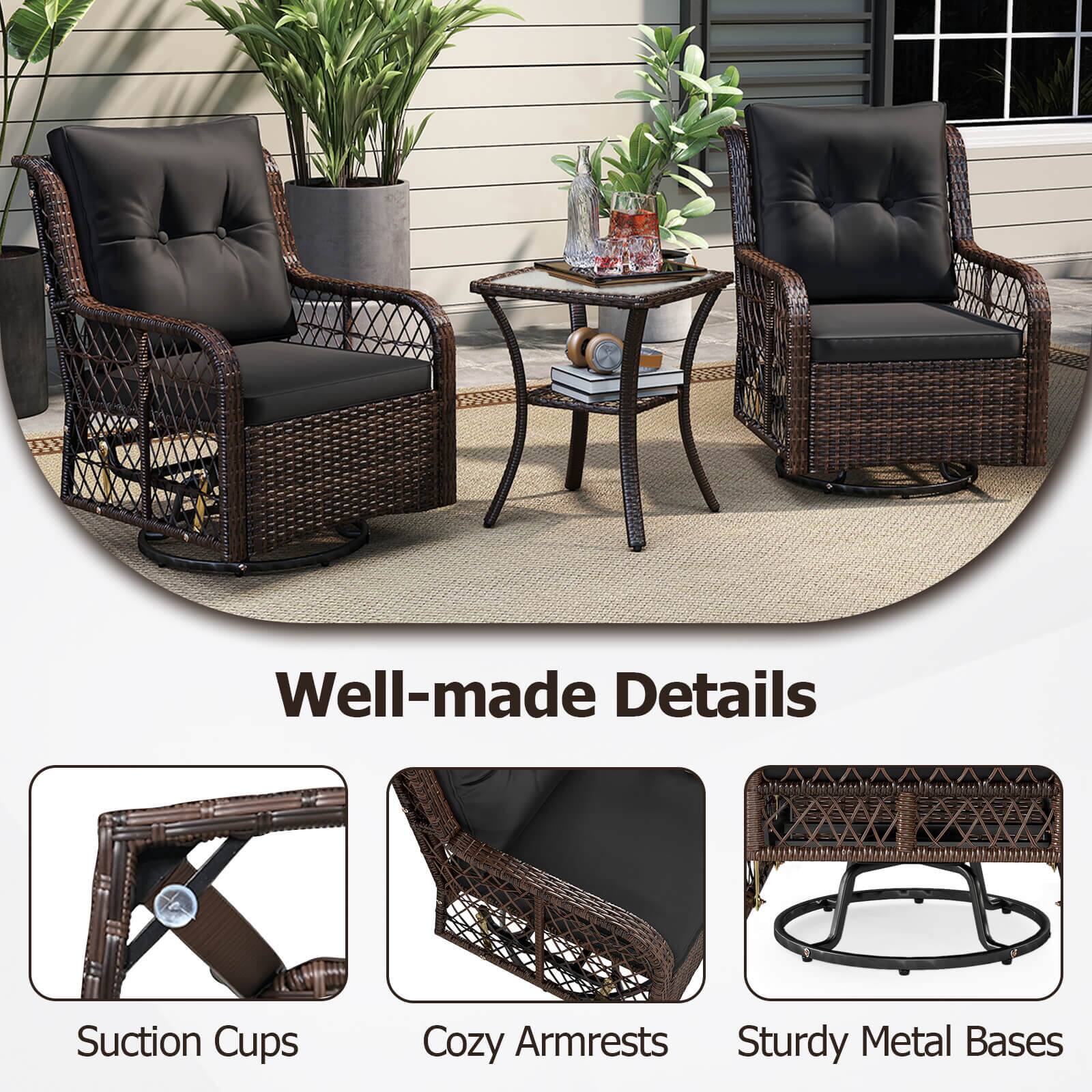 Well-made Details
Suction Cups
Cozy Armrests
Sturdy Metal Bases