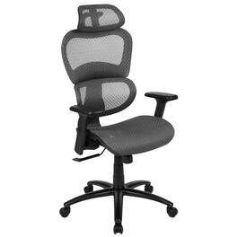 Emma + Oliver - Ergonomic Mesh Office Chair-Synchro-Tilt, Headrest, Adjustable Pivot Arms - Gray