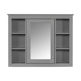 Ecooso - 35x27.5in Wall Mounted Bathroom Storage Cabinet with Mirror, 6-Shelf Medicine Organizer - Gray
