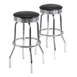 Winsome Wood - Summit 2-Pc Swivel Seat Stool Set - Black/Bright Chrome