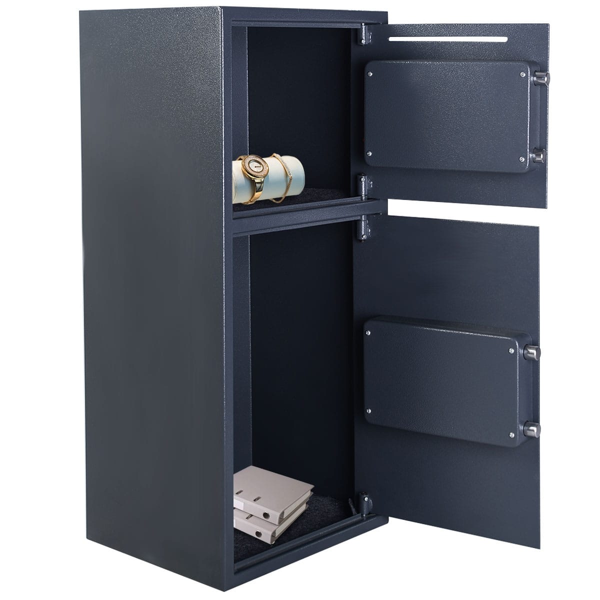 Ecooso - Digital Safe Box with Dual Doors, Electronic Keypad Lock, Secure Home Storage for Valuables