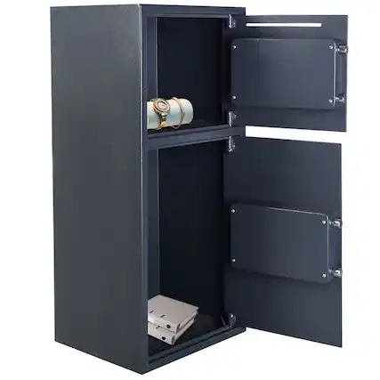 Front. Ecooso - Digital Safe Box with Dual Doors, Electronic Keypad Lock, Secure Home Storage for Valuables.