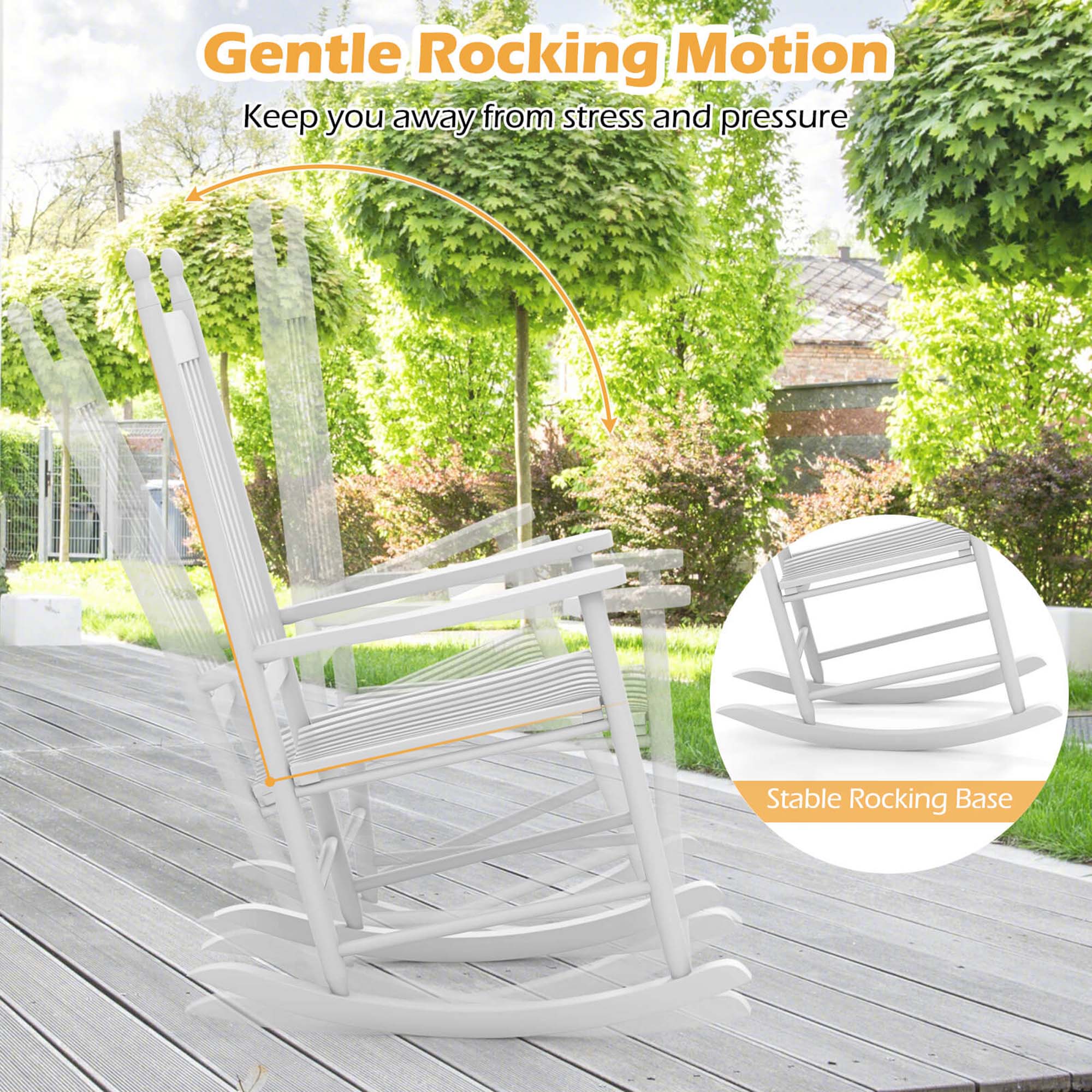 Gentle Rocking Motion: Keep you away from stress and pressure. Stable Rocking Base.