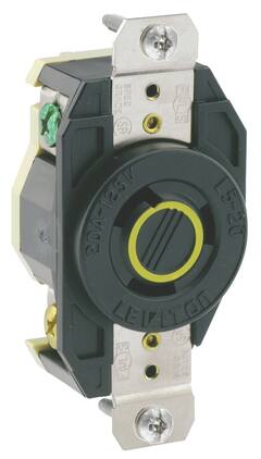 Leviton - 20 Amp 125 Volt Flush Mount Grounding Locking Receptacle Industrial Grade V-0-MAX - Black