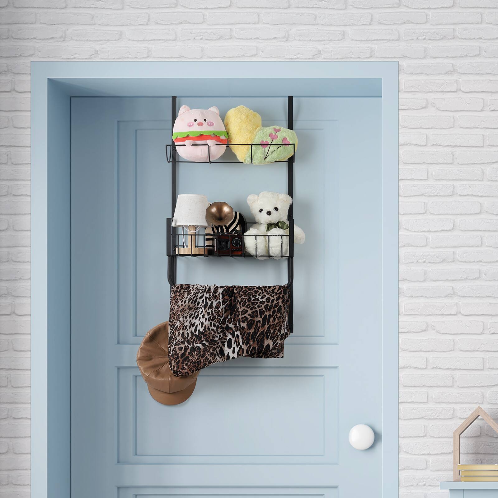 Alt View 2. Oumilen - Matte Black Over Door Metal Towel & Bathroom Storage Organizer Rack - Black.