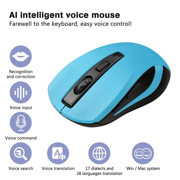 AGPtek - 2.4G Wireless Mouse with Voice Typing - Wireless - Light Blue