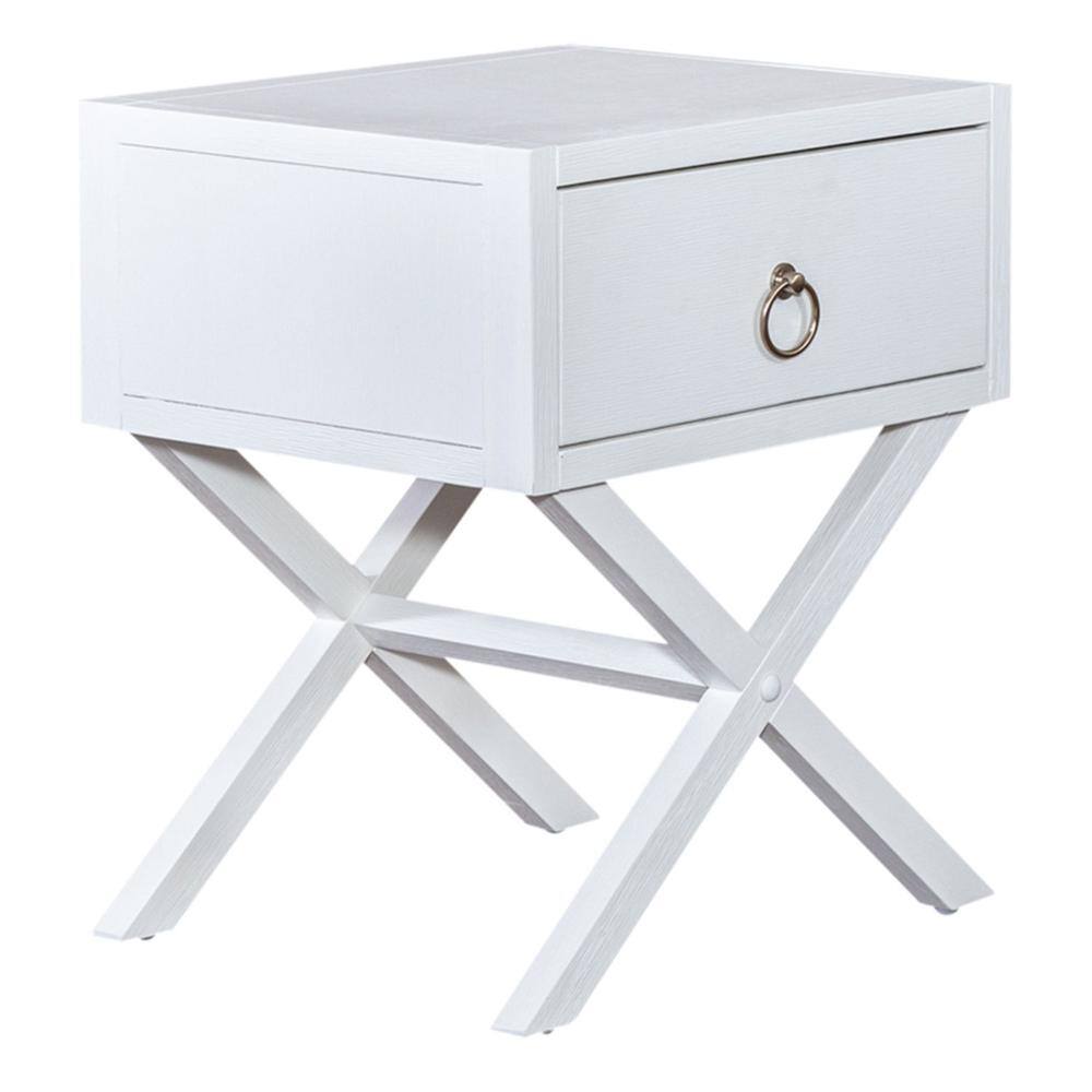 Alt View 1. Liberty Furniture Industries - East End 1 Drawer Accent Table in Wirebrushed White - White.