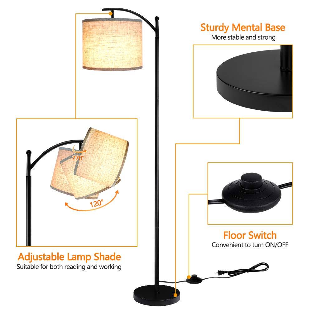 - Sturdy Mental Base  
  More stable and strong

- Adjustable Lamp Shade  
  Suitable for both reading and working

- Floor Switch  
  Convenient to turn ON/OFF