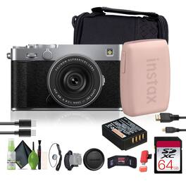 Bundle - Fujifilm - X-E5 Mirrorless Digital Camera with XF 23mm f/2.8 Lens (silver), Printer - Pink - Black Pro