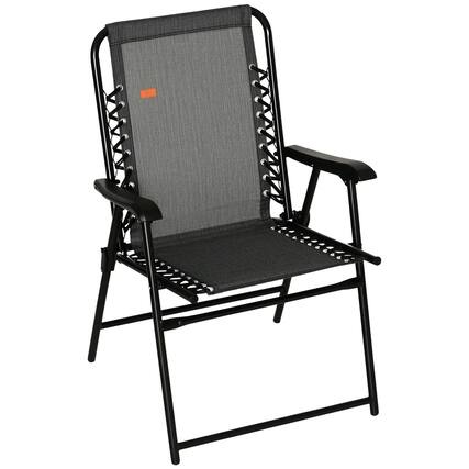 Front. Resenkos - Resenkos Patio Folding Chair, Outdoor Bungee Sling Chair w/ Armrests, Portable Lawn Chair, Alloy Steel, Gray - Gray.