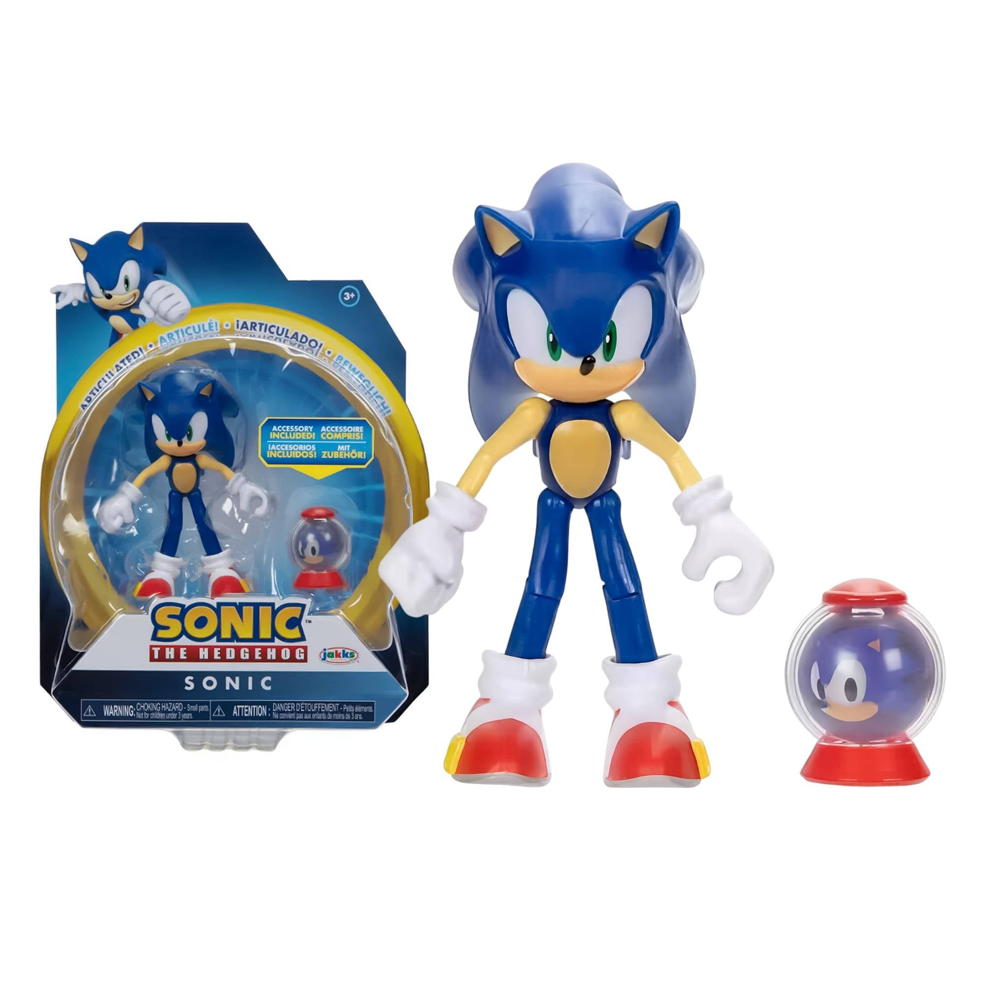 Sonic The Hedgehog 4-Inch Action Figure | Modern Sonic with 1 Up Item Box
