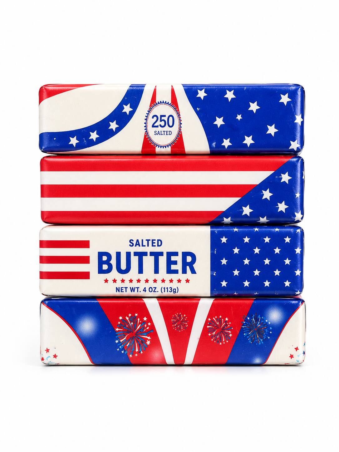 250 SALTED  
SALTED BUTTER  
NET WT. 4 OZ. (113g)