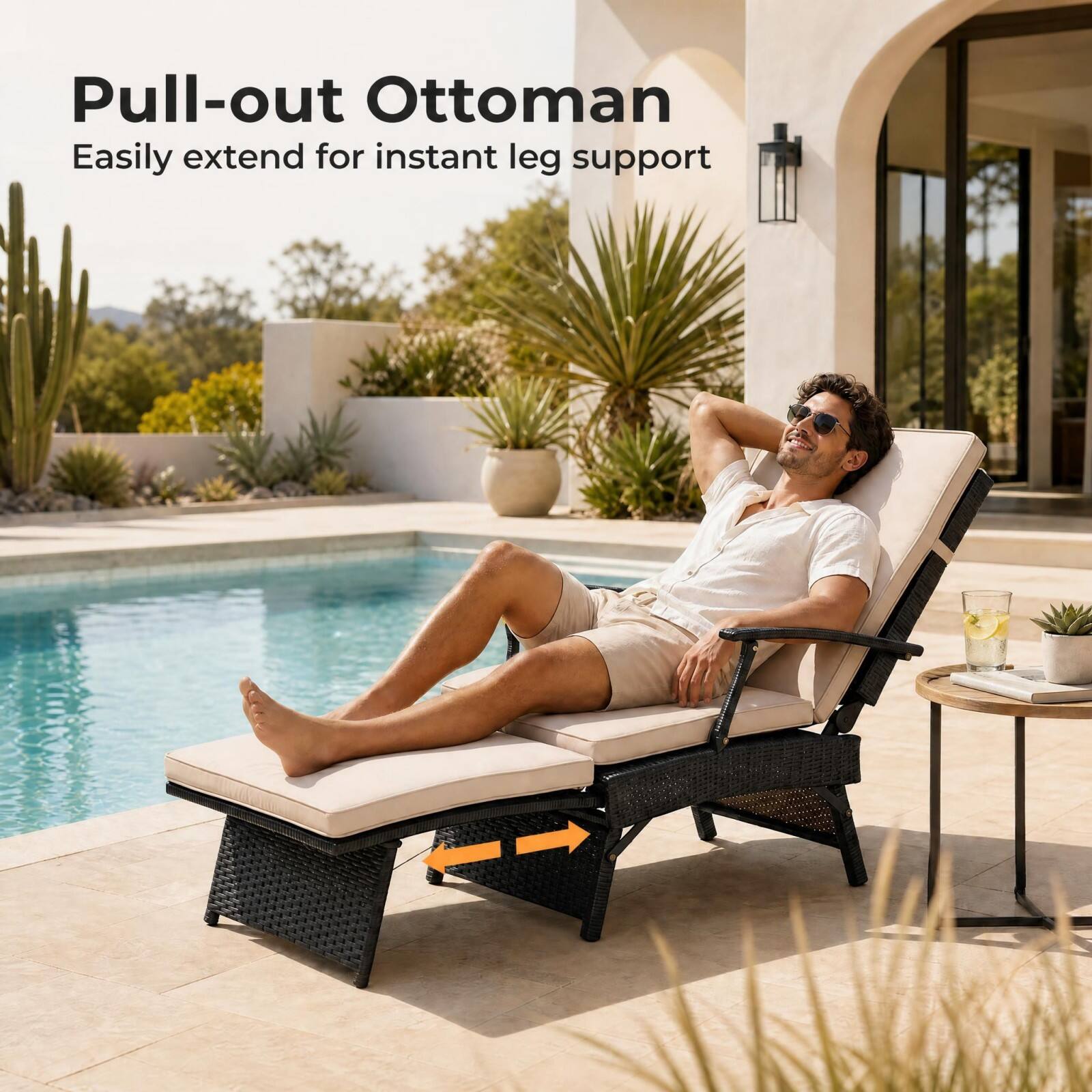 Pull-out Ottoman  
Easily extend for instant leg support