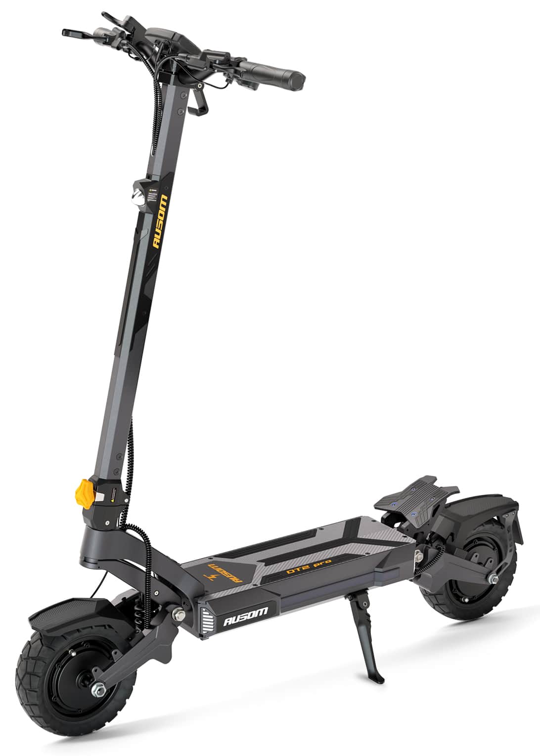 Ausom - DT2 Pro Foldable Electric Scooter w/ 71 mi Max Operating Range & 20 mph Max Speed, Dual 1100W Motors, 297 lbs Max Load - Gray/Yellow