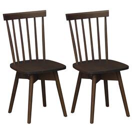Gymax - Dining Chairs Set of 2 Mid Century Rubber Wood Kitchen Chairs w/ Swivel Seat Walnut - Brown