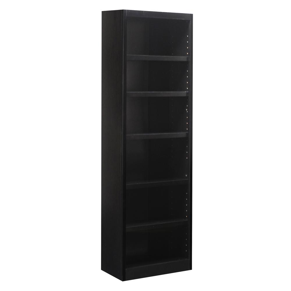 Left. Concepts in Wood - Single Wide Bookcase 6 Shelves Espresso Finish - Brown.