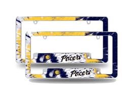 Rico Industries - Indiana Pacers Chrome Metal (Set of 2) License Plate Frames with Bold Tie Dye Design - Multi