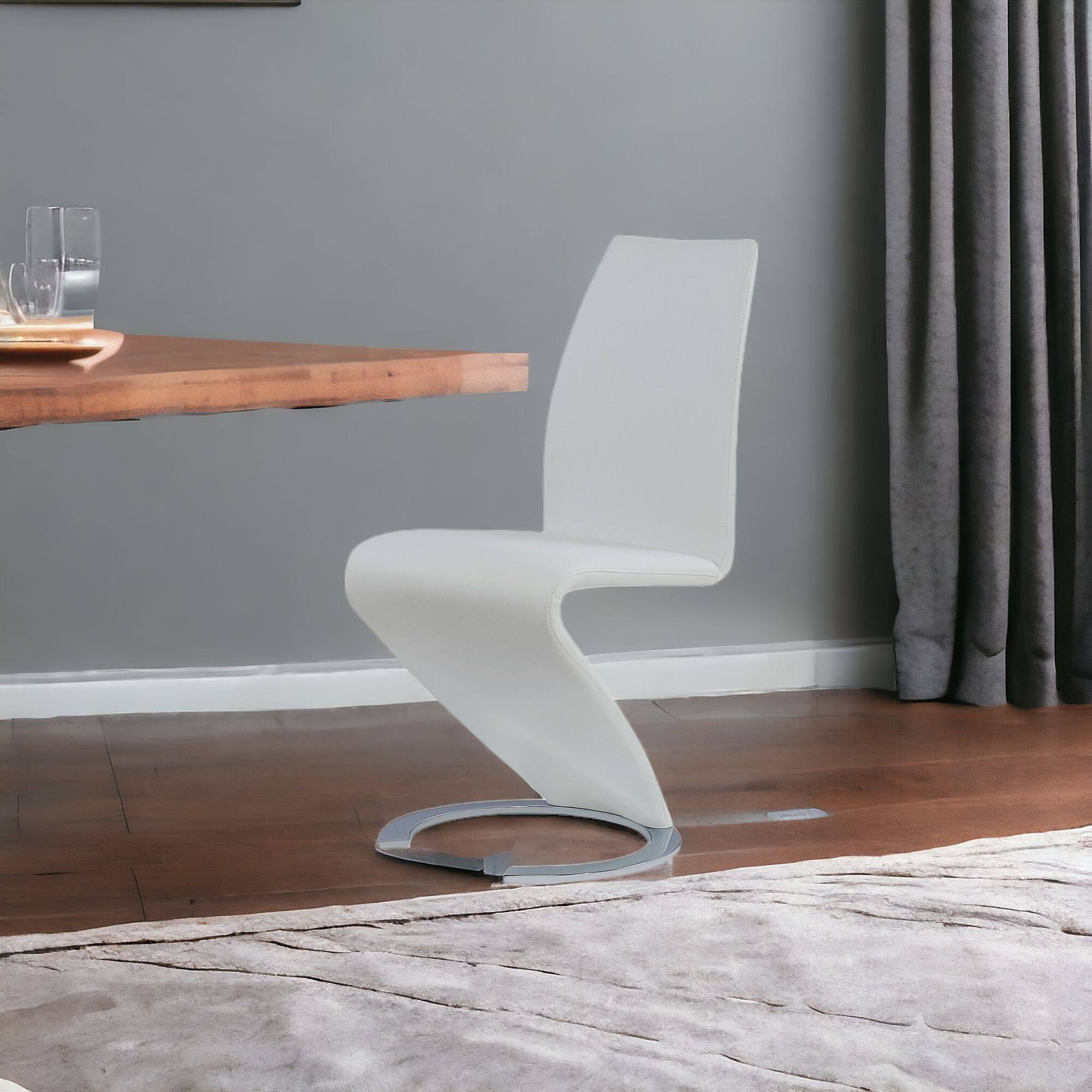 Left. Hivvago - Hivvago Set of Two Upholstered Faux Leather Dining Parsons Chairs - White.