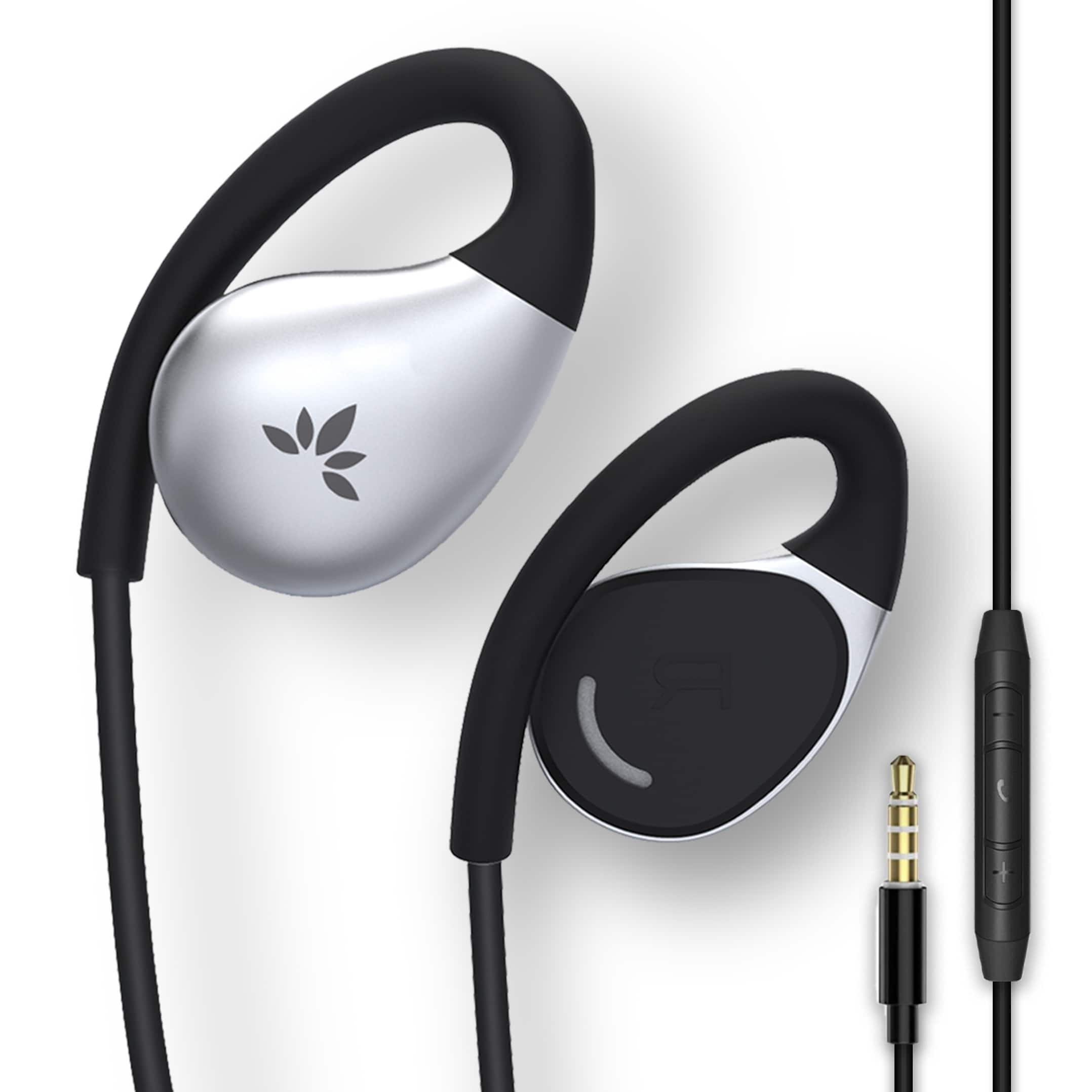 Avantree - Resolve  E191-L(Large) – Wired Open-Ear Earbuds w/Mic & Over-Ear Hook 3.5mm AUX
