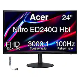 Acer - 24" FHD Monitor with 1ms Response Time, AMD FreeSync, Anti-Glare, VESA Mount, HDMI, Low Blue Light, w/DKZ Hub - Black