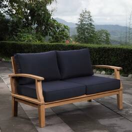 Marina Outdoor Patio Teak Loveseat by Modway - Natural Navy