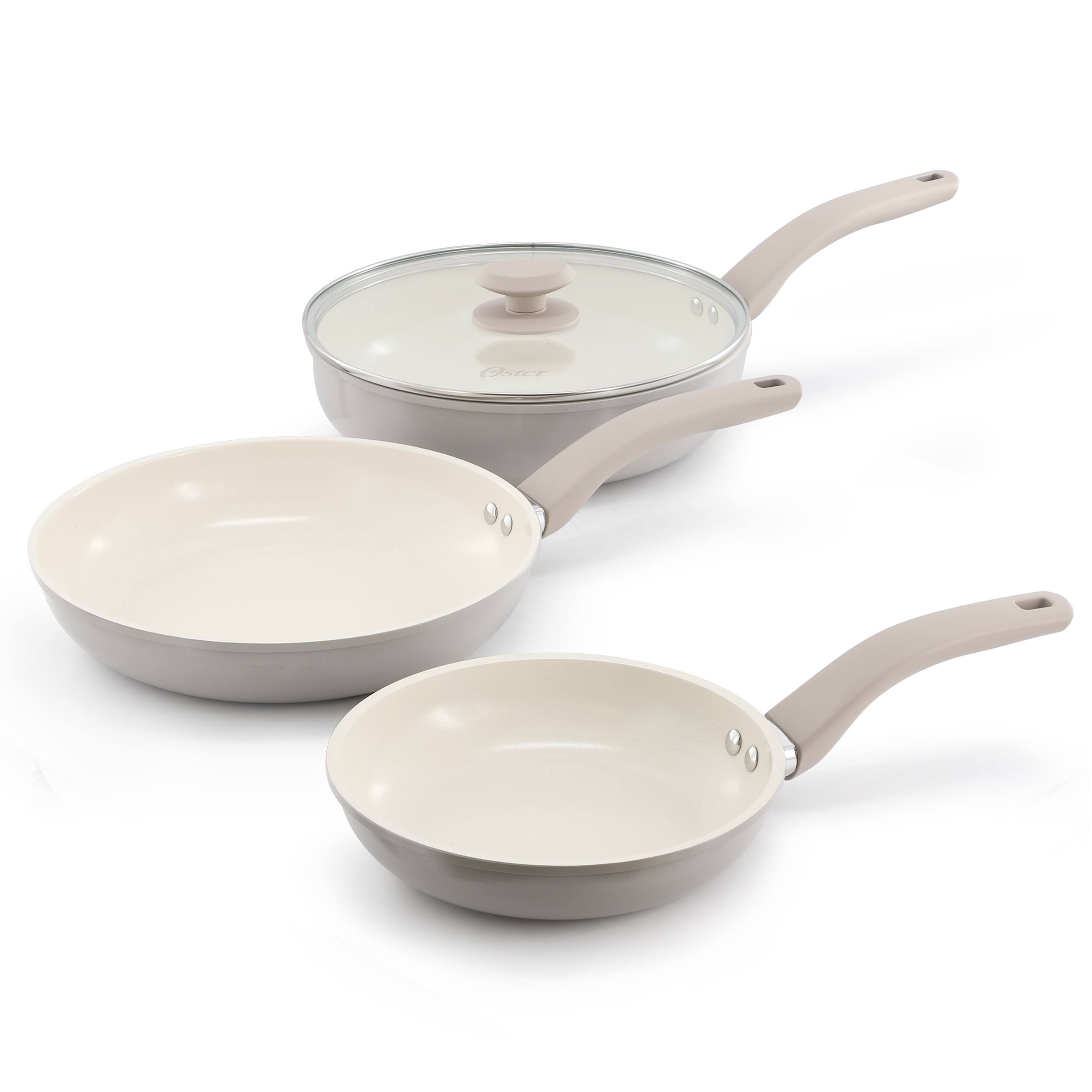 Alt View 2. Oster - Oster Sutterville Choice 10 Piece Ceramic Nonstick Aluminum Cookware Set in Beige - Beige.
