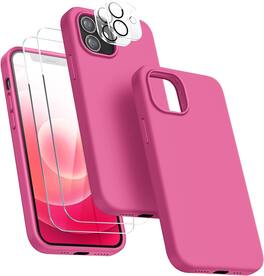 Entronix - iPhone 11 Accessory Bundle - Liquid Silicone Case with Screen and Camera Protectors - Hot Pink