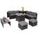 Front. Costway - 9 PCS Patio Furniture Set with 32" Fire Pit Table 50,000 BTU Square Propane Fire Pit - Grey.