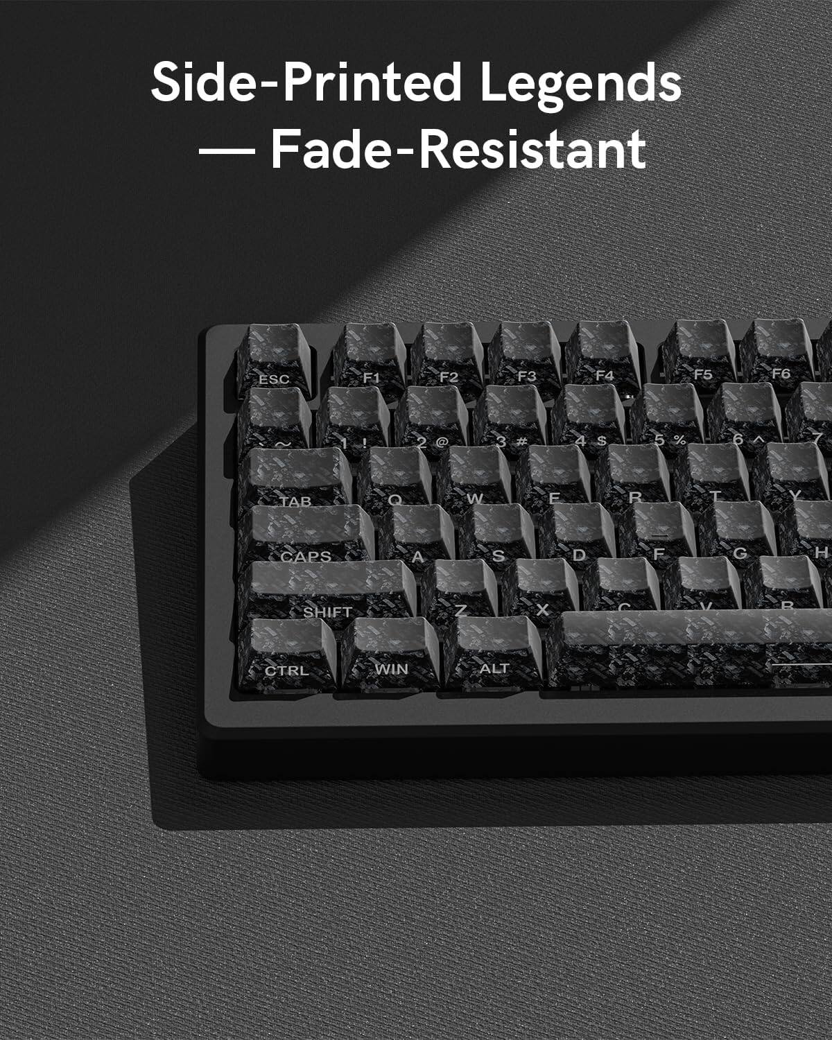 Side-Printed Legends - Fade-Resistant

ESC F1 F2 F3 F4 F5 F6 ! 1 @ 2 # 3 $ 4 % 5 ^ 6 TAB Q W E R T Y CAPS f A S D F G H SHIFT Z X C V B CTRL WIN ALT
