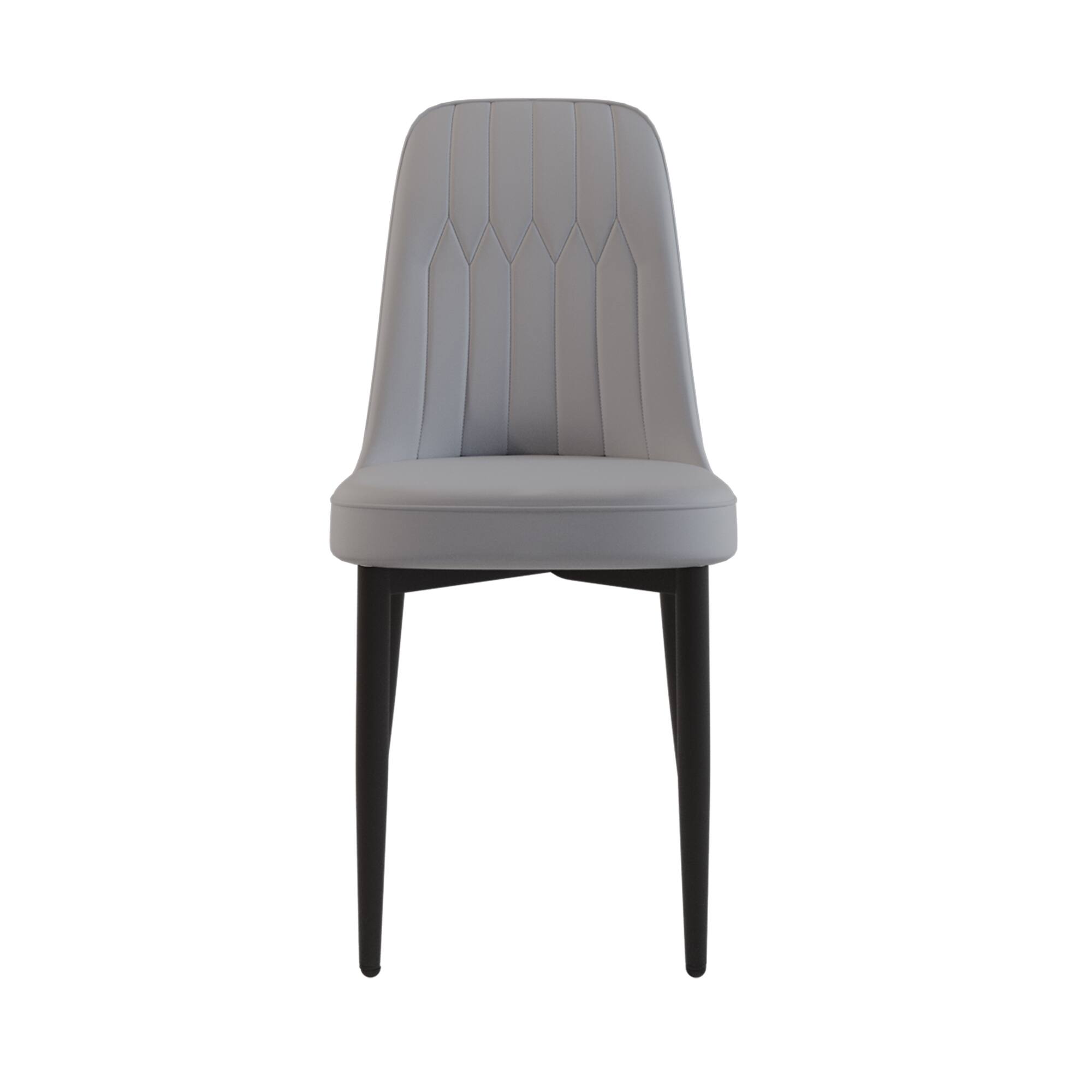 Alt View 7. Tiramisubest - Modern Set of 2 Dining Chairs with High-Quality PU Leather and Cushions, Black Metal Legs, Grey - Gray.