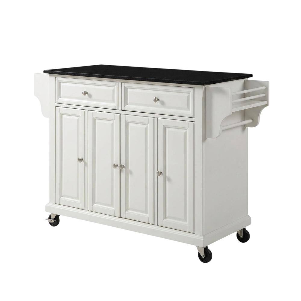 Front. Crosley Furniture - Full Size Granite Top Kitchen Cart - White.