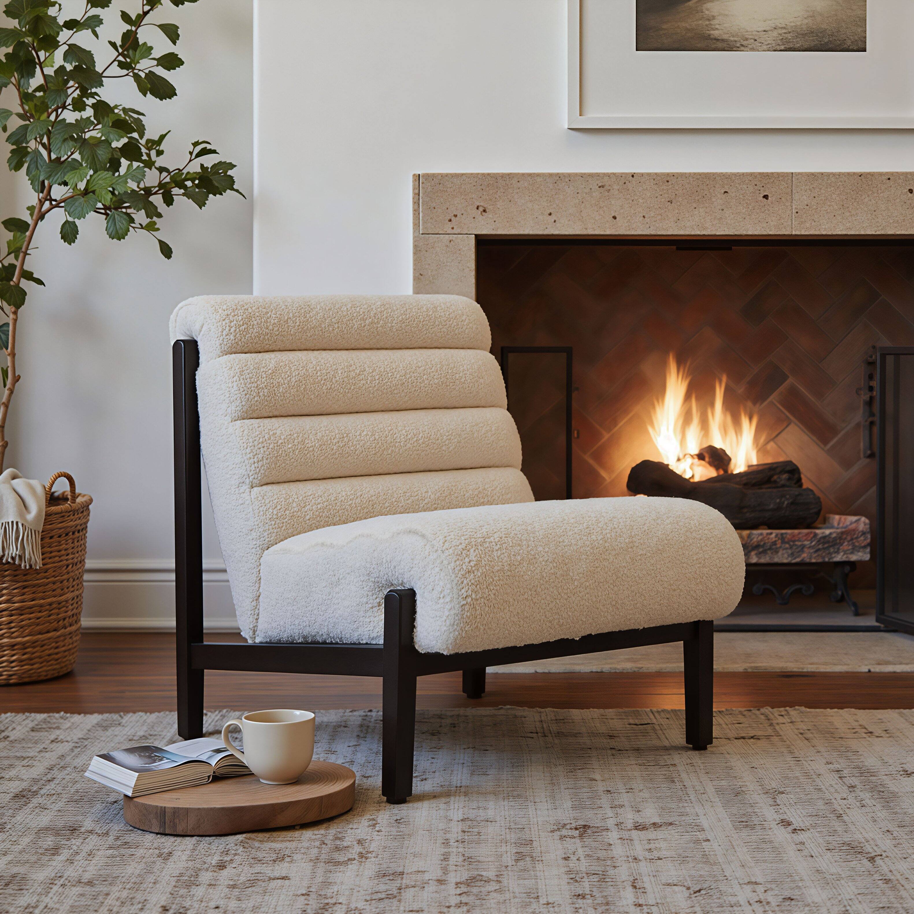 Angle. Hivvago - Maki Accent Chair Beige - Beige.