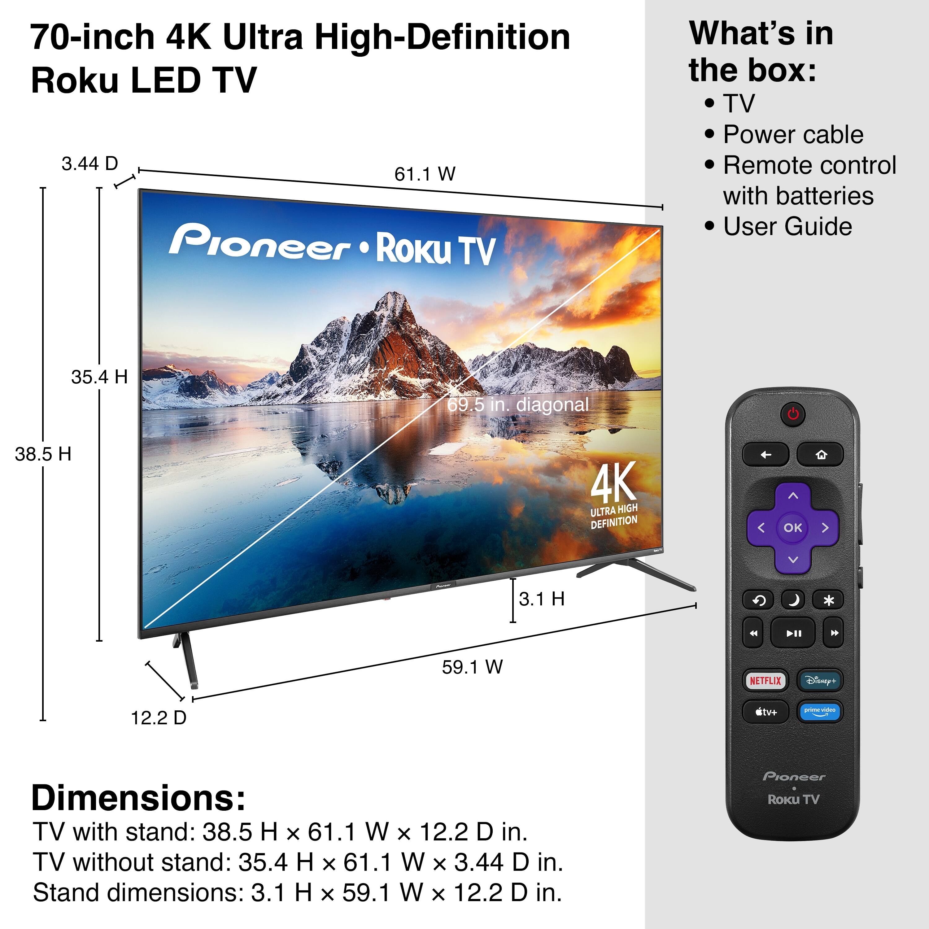 Pioneer - 70” Class LED 4K UHD ROKU TV