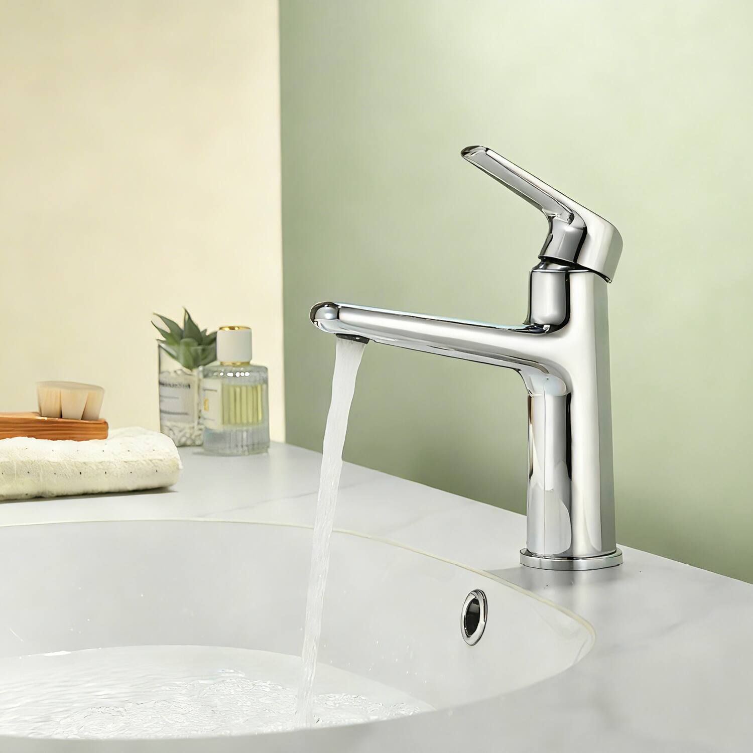 Alt View 4. Boyel Living - Chrome Single Handle Bathroom Faucet Solid Brass with Drain - Chrome.