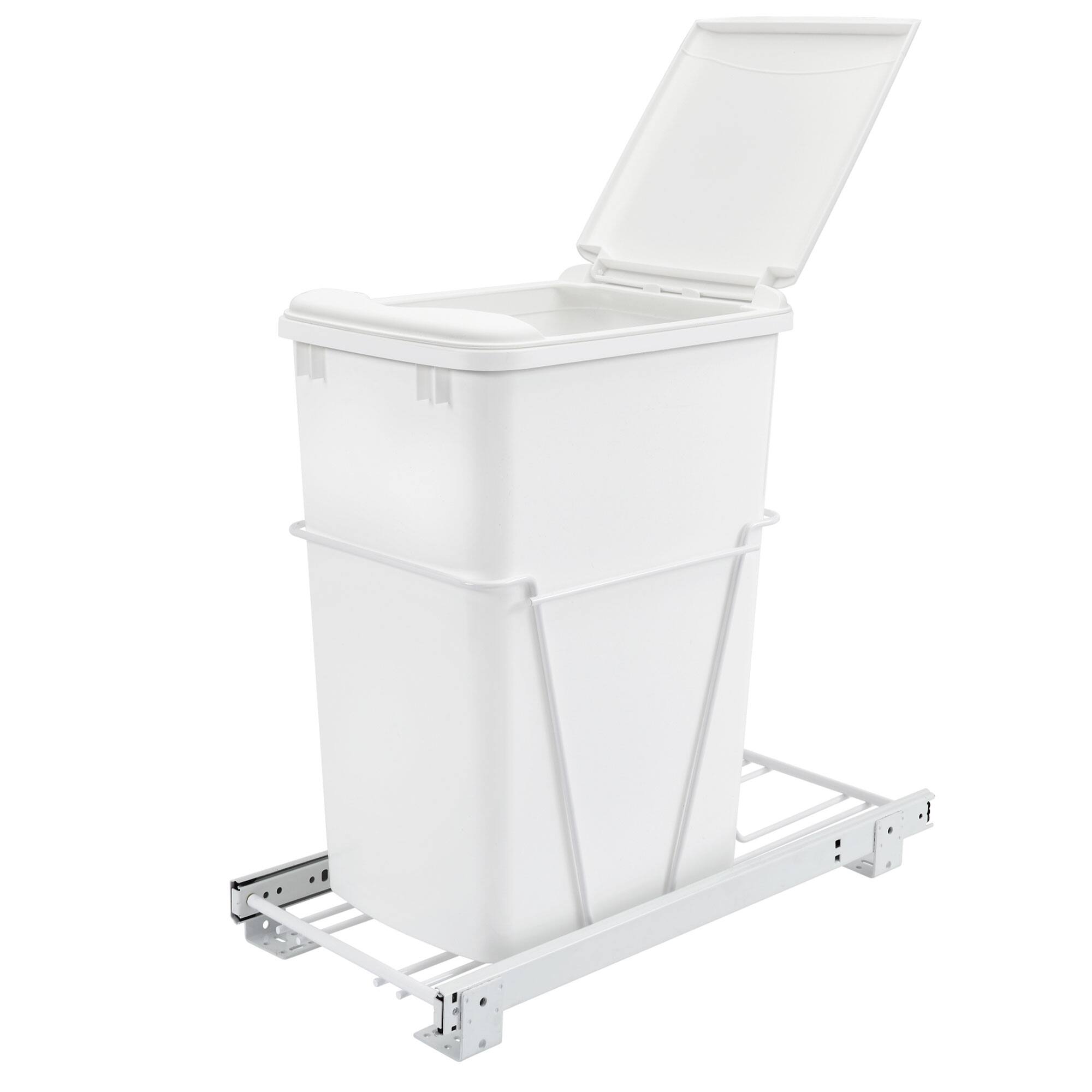 Alt View 4. Rev-A-Shelf - Rev-A-Shelf Single Pullout 35 qt. Sliding Trash Can for Kitchen Cabinet, RV-12PB - White.