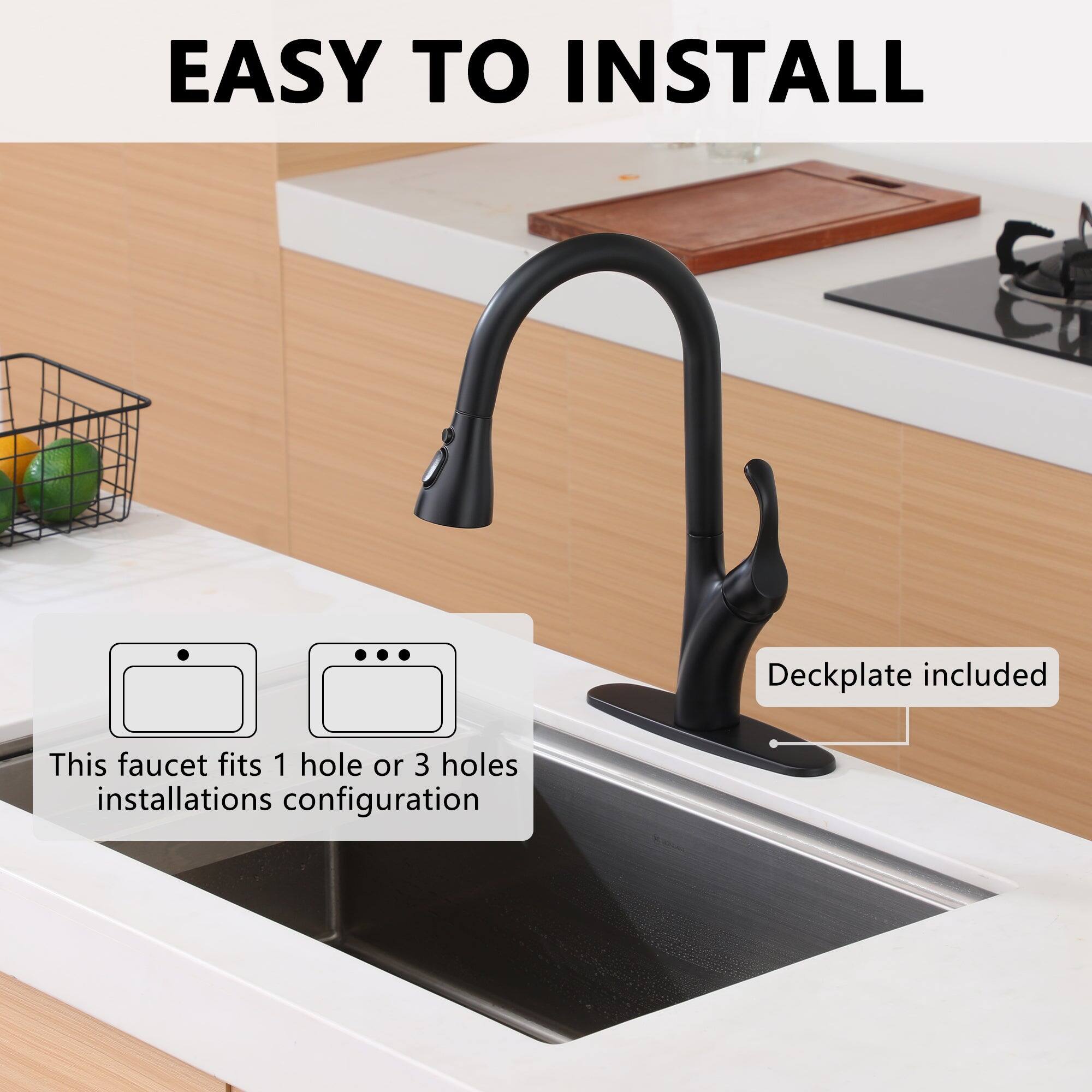 EASY TO INSTALL
Deckplate included
This faucet fits 1 hole or 3 holes installations configuration