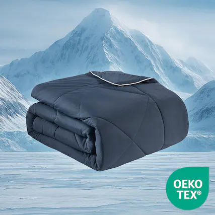 Front. Sweet Home Collection - Cooling Oversized All-Season Reversible Single Comforter, Full/Queen - Navy.