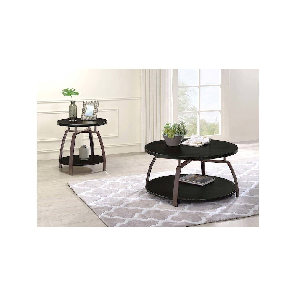Alt View 5. Coaster Co. of America - Dacre Round Engineered Wood Top Coffee Table Dark Grey - Gray.