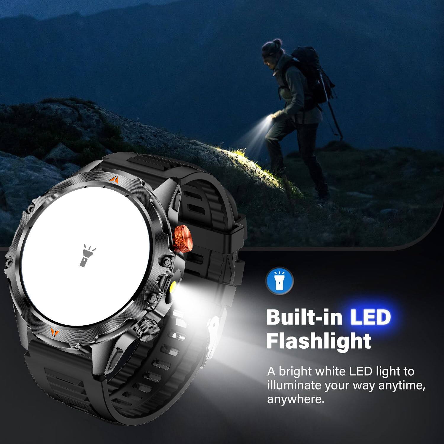 A V Built-in LED Flashlight  
A bright white LED light to illuminate your way anytime, anywhere.