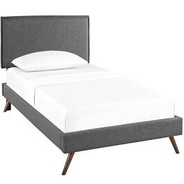 Modway - Camille Fabric Twin Platform Bed with Round Splayed Legs - Gray