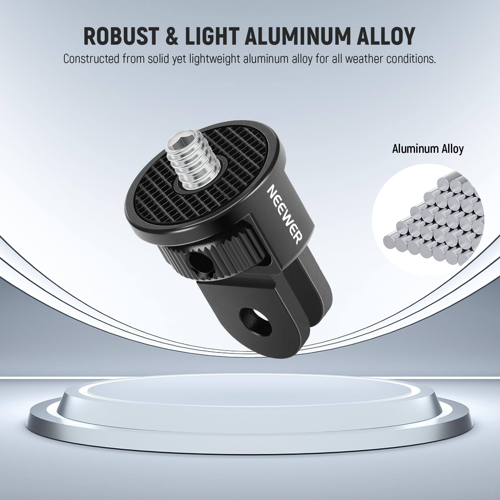 ROBUST & LIGHT ALUMINUM ALLOY  
Constructed from solid yet lightweight aluminum alloy for all weather conditions.  

NEEWER Aluminum Alloy