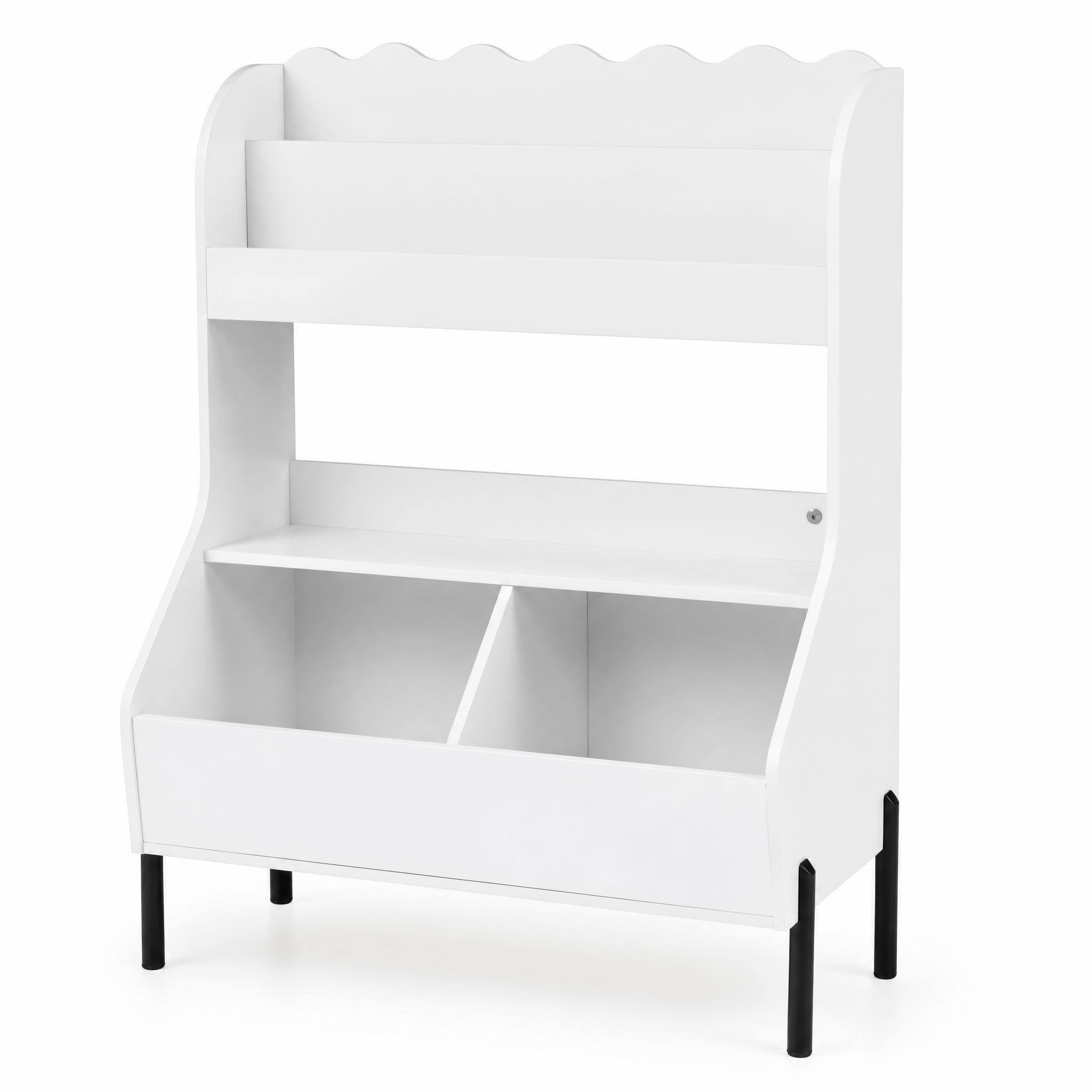 Alt View 9. Costway - Costway Kids Wooden Toy Storage Organizer Bookcase with 2 Bins Open Shelf - White.