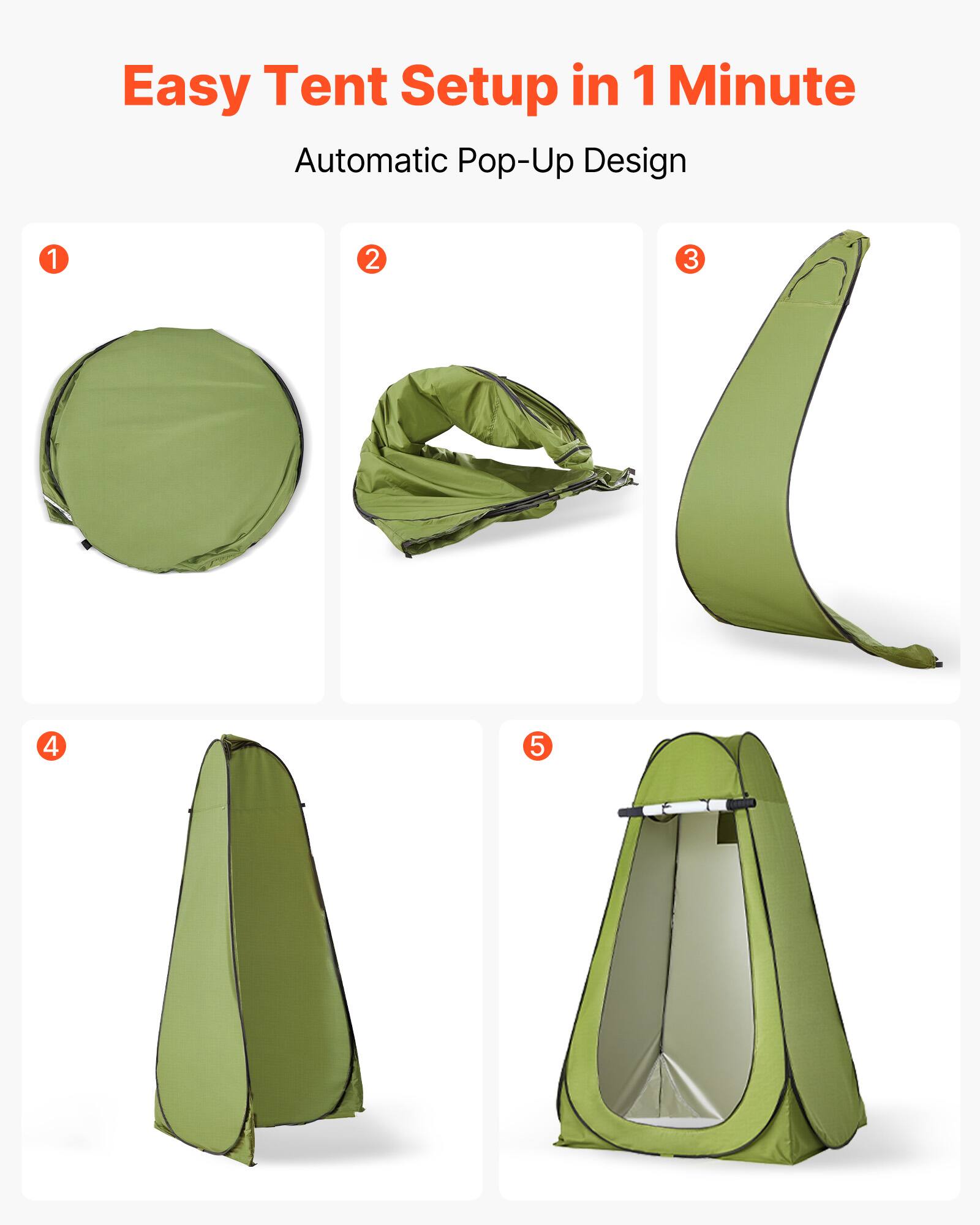 Easy Tent Setup in 1 Minute  
Automatic Pop-Up Design  
1 2 3 4 5
