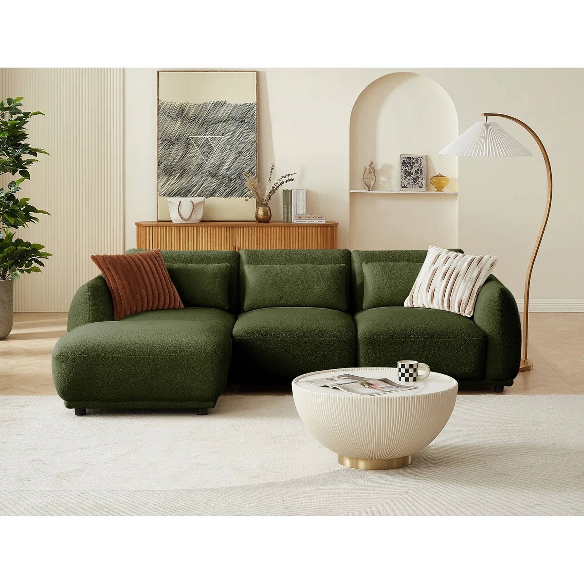 Alt View 2. Yardgrace - 4-Piece Upholstered Sectional Sofa – Stylish & Comfortable for Living Room - Green.