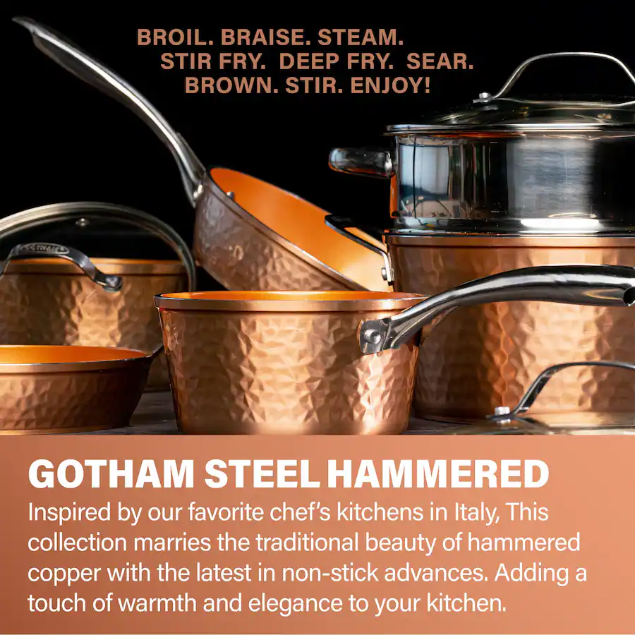 Braised Copper Gotham Steel Hammered 12