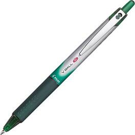 Pilot - VBall RT Retractable Rollerball Pen, Fine Point, Green Ink - Gray/Silver