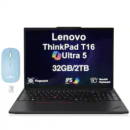 Lenovo - Upgraded - ThinkPad T16 Laptop 16.0 WUXGA Display (Ultra 5-225U, 32GB, 2TB SSD, Fingerprint, Win 11 Pro) w/Dockztorm Wireless Mouse